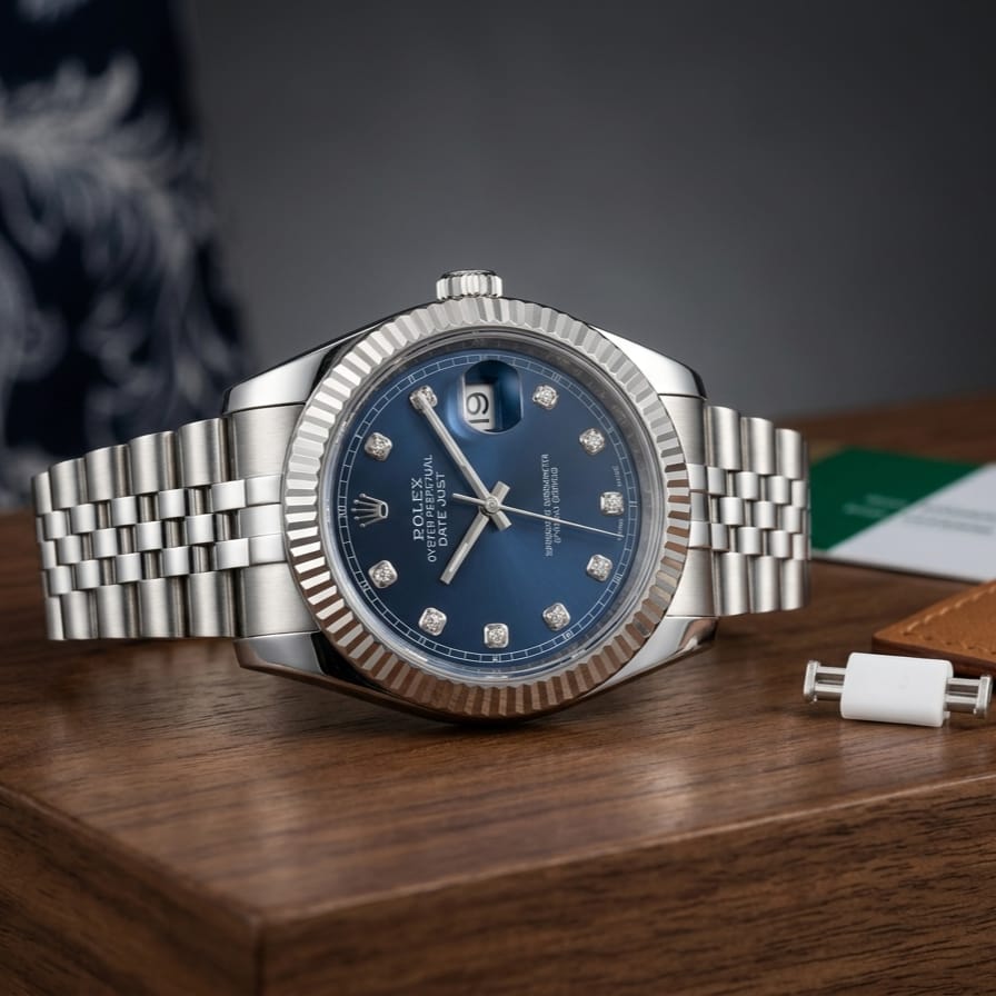 Rolex Classic Men's Watch – Blue Dial Stainless Steel