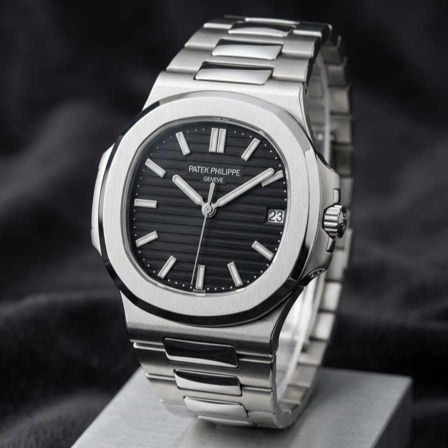 Patek Philippe Luxury Men's Watch – Black Textured Dial Stainless Steel
