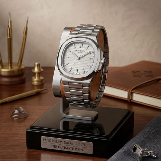 Patek Philippe Nautilus Style Watch – Silver Steel Chain, White Dial