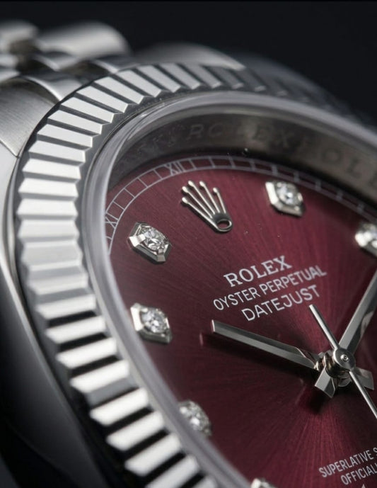 Classic Men's Watch – Burgundy Dial Stainless Steel